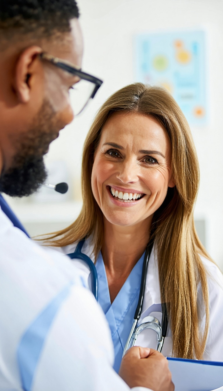 Happy patient at doctor