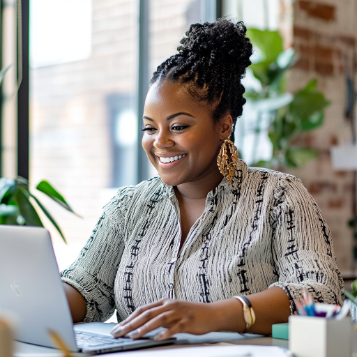 micmoor57_photo_of_a_black_woman_working_at_a_desk_she_is_hap_bd64e138-5ba8-419b-9743-fbf2965a3e64_3-1