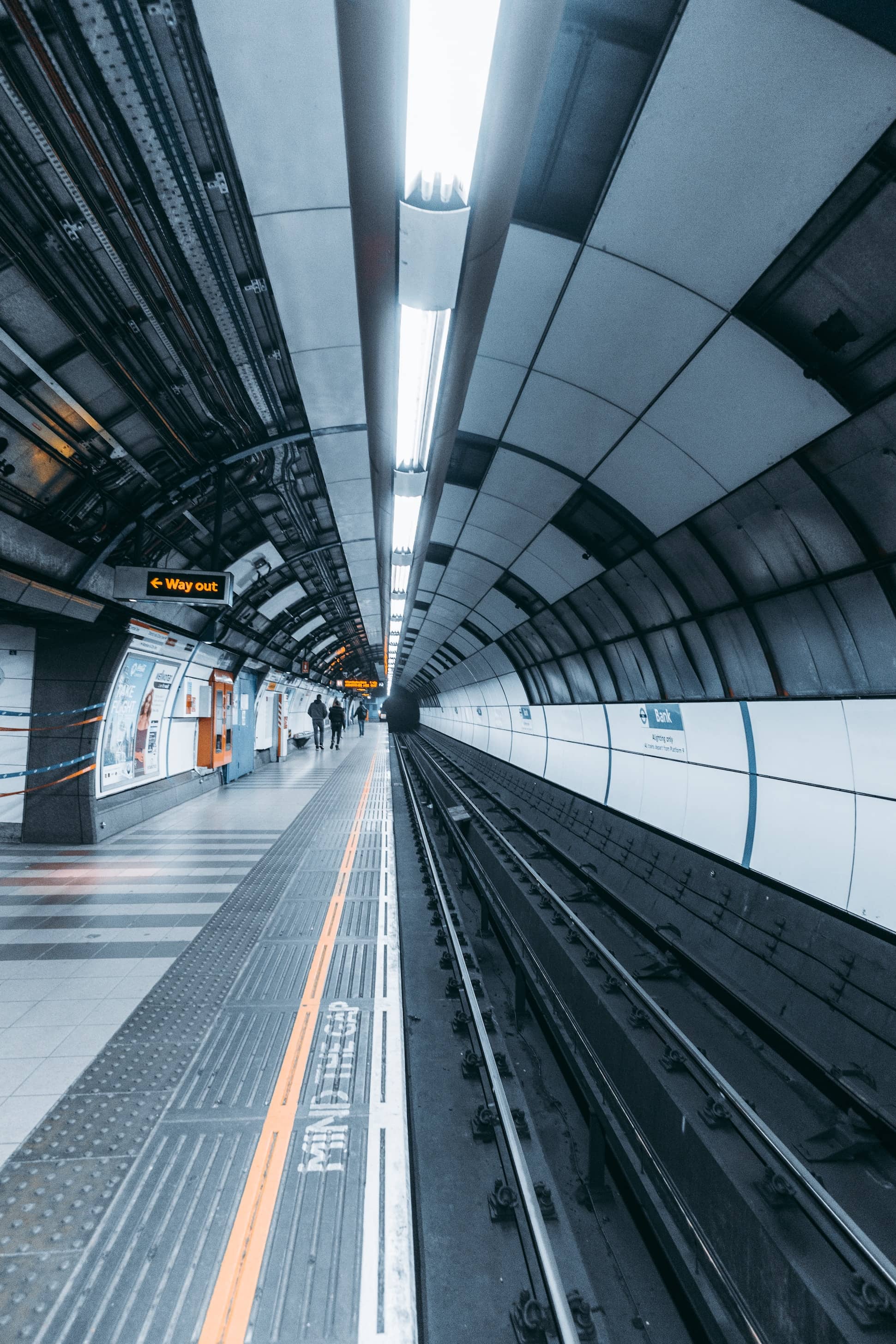 An underground subway train station.