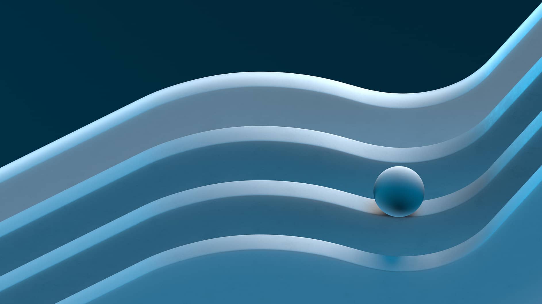 A ball on a series of large blue curves representing omnichannel engagement.