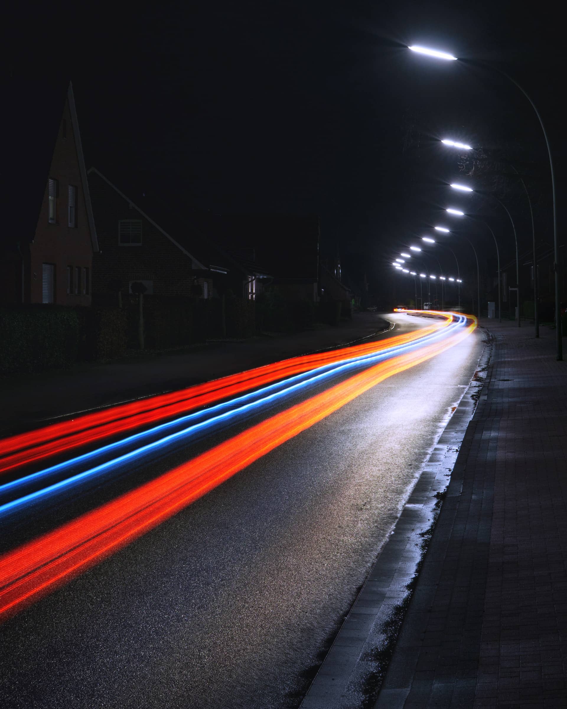 Light along a road.