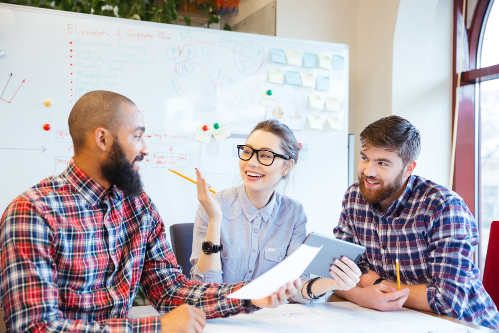 People working together in an office.