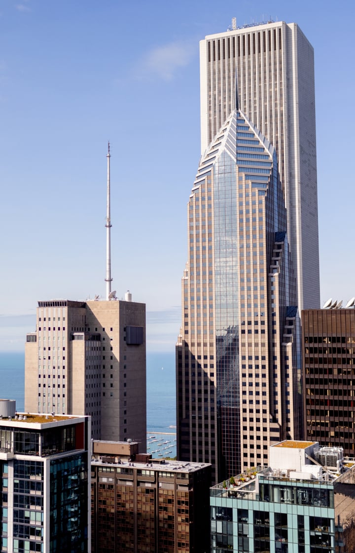 Buildings within Chicago's skyline, where P/E's headquarters are based.