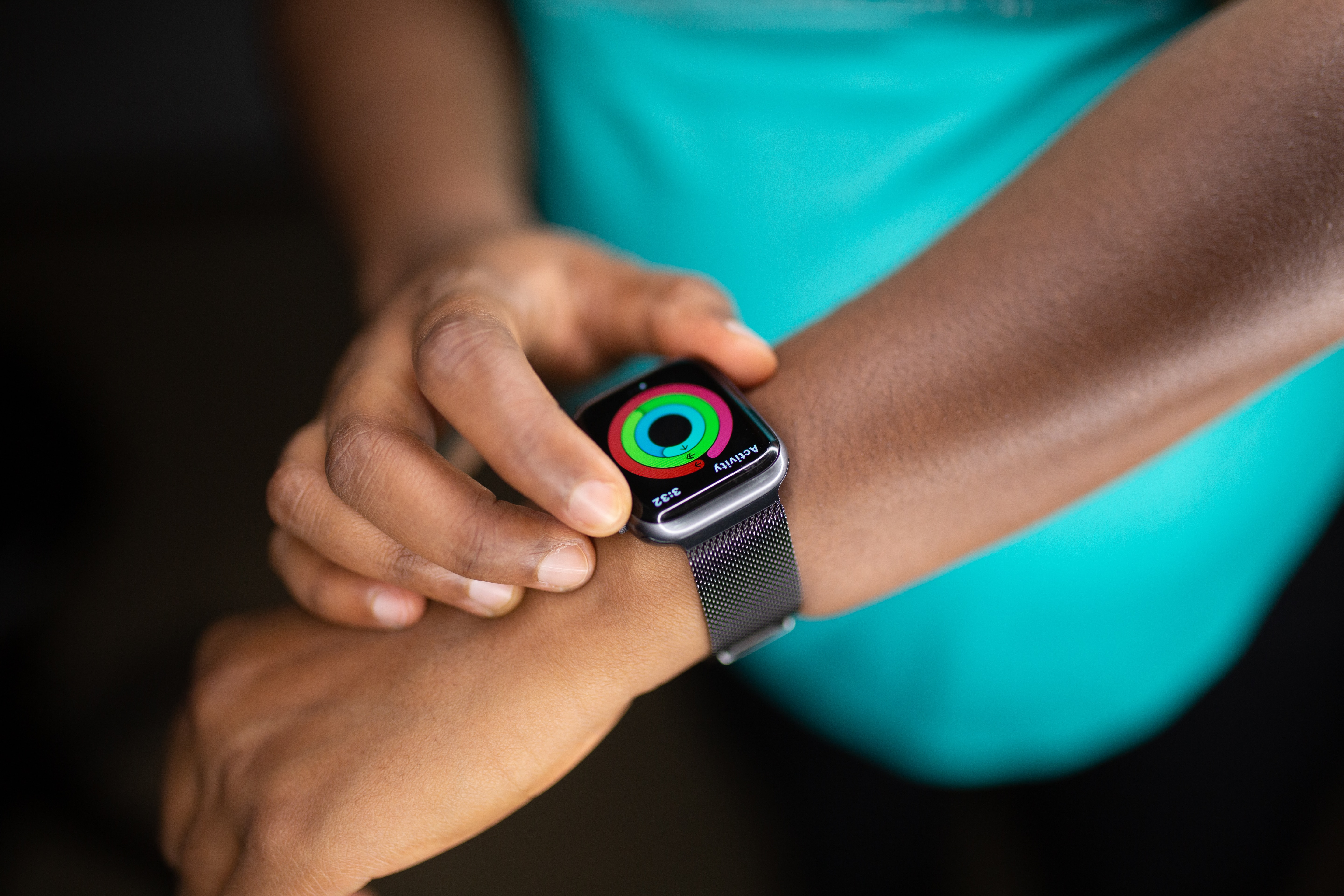 man checking his smart watch